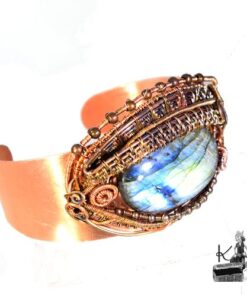 Bracelet Manchette Scatha - oeil de dragon labradorite – Image 2