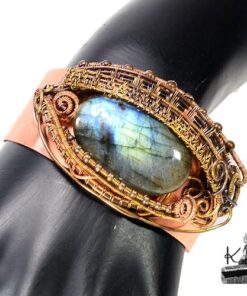 Bracelet Manchette Scatha - oeil de dragon labradorite – Image 9