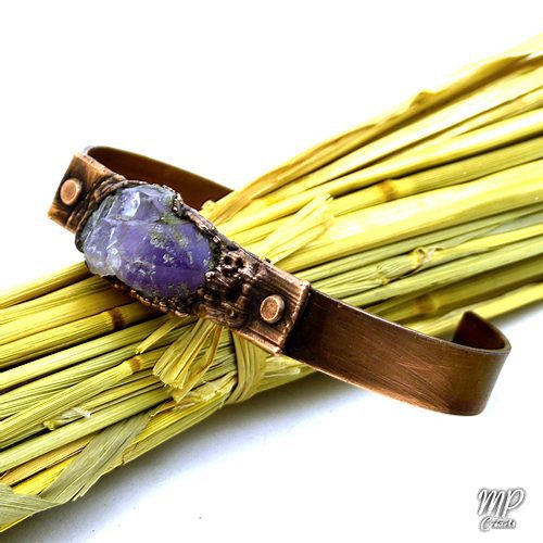 Réservé : Bracelet manchette Steinkatla - améthyste et cuivre – Image 5
