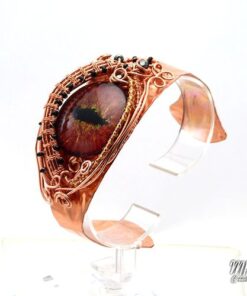 Réservé : Bracelet Manchette Klauth - oeil de dragon et cuivre – Image 6