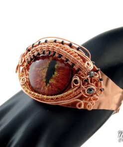 Réservé : Bracelet Manchette Klauth - oeil de dragon et cuivre – Image 3