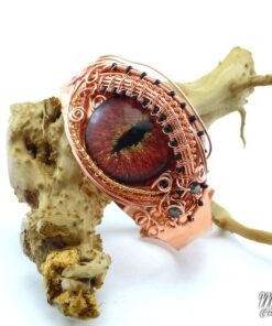 Réservé : Bracelet Manchette Klauth - oeil de dragon et cuivre – Image 2