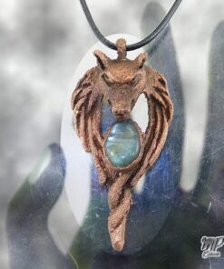 Pendentif Akela - labradorite et loup en cuivre – Image 7