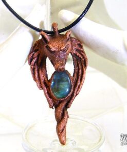 Pendentif Akela - labradorite et loup en cuivre – Image 6