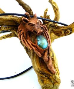 Pendentif Akela - labradorite et loup en cuivre – Image 5