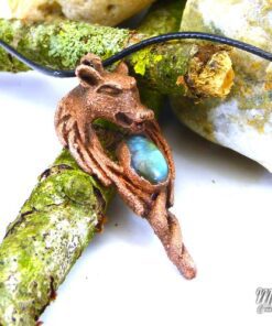Pendentif Akela - labradorite et loup en cuivre – Image 3
