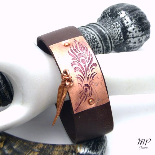 Bracelet Ventem - cuir marron et cuivre – Image 5