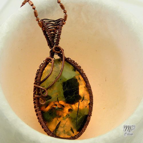 Pendentif Balda - préhnite wire-wrapped – Image 3