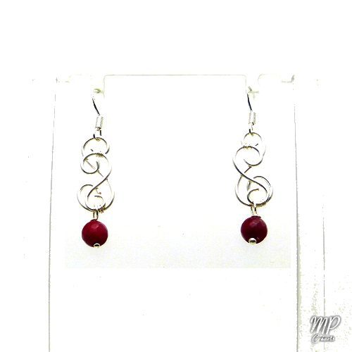 Boucles d'oreille Cardinal - wire wrapped grenat – Image 5