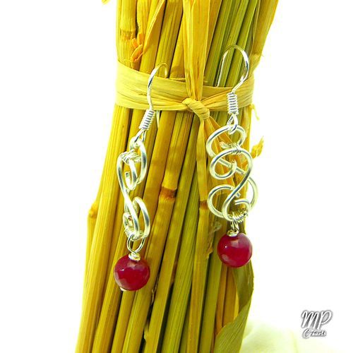 Boucles d'oreille Cardinal - wire wrapped grenat – Image 2