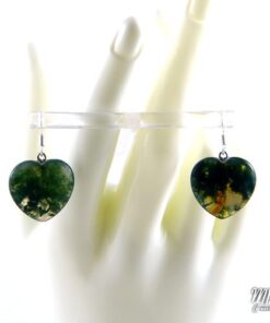 Réservé : Boucles d'oreille Chloris - cœurs en agate mousse – Image 5