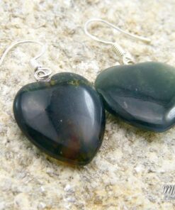 Réservé : Boucles d'oreille Chloris - cœurs en agate mousse – Image 3