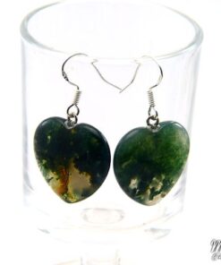 Réservé : Boucles d'oreille Chloris - cœurs en agate mousse – Image 2