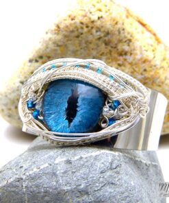 Réservé - Bracelet Manchette Alduin - oeil de dragon bleu – Image 7
