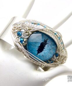 Réservé - Bracelet Manchette Alduin - oeil de dragon bleu – Image 6