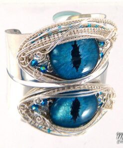 Réservé - Bracelet Manchette Alduin - oeil de dragon bleu – Image 5