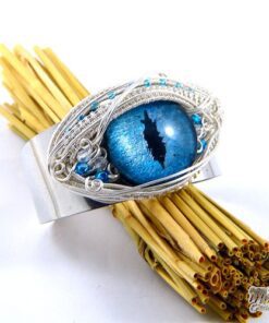 Réservé - Bracelet Manchette Alduin - oeil de dragon bleu – Image 4