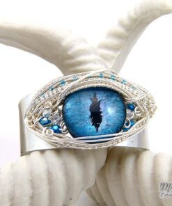 Réservé - Bracelet Manchette Alduin - oeil de dragon bleu – Image 3