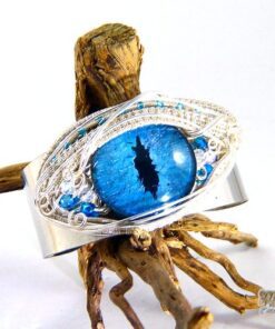 Réservé - Bracelet Manchette Alduin - oeil de dragon bleu – Image 2