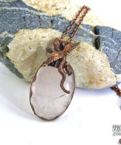 Pendentif Rivaia - quartz rose serti cuivre – Image 5