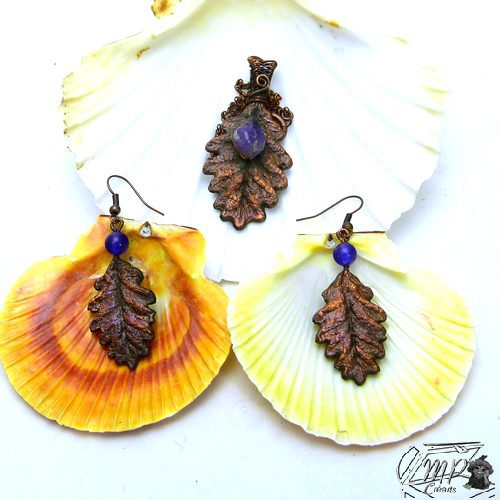 Parure Rhasa - feuilles cuivrées et améthyste – Image 3