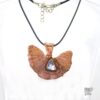 pendentif gaithe feuille de gingkoniloba et diamant d'herkimer