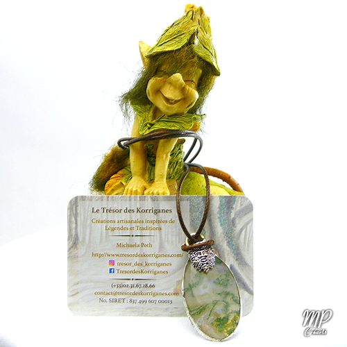 Pendentif Hizir - homme vert et agate mousse – Image 2