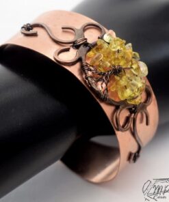 Réservé : Bracelet Manchette Carmel - arbre de vie avec citrine – Image 5