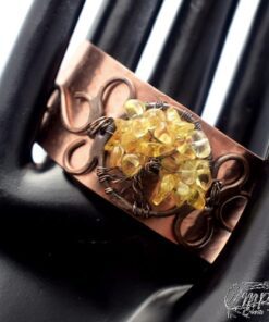 Réservé : Bracelet Manchette Carmel - arbre de vie avec citrine – Image 4