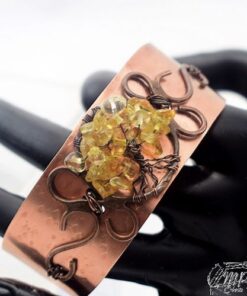 Réservé : Bracelet Manchette Carmel - arbre de vie avec citrine – Image 2