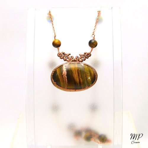 Réservé : Collier Rajah - oeil de tigre et cuivre – Image 7