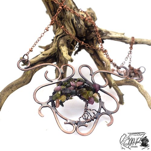 Collier "arbre de vie" Xylia - cuivre et tourmaline melon d'eau – Image 5