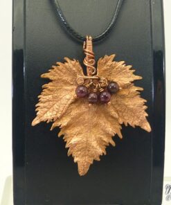 Pendentif Gamay - feuille de vigne cuivrée et grenat – Image 6