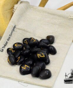 Sac en Jute avec set de Runes Futhark en Tourmaline noire – Image 4