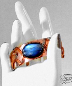 bracelet manchette Mahtan - cuivre et labradorite