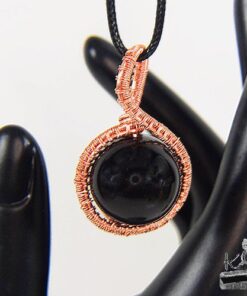 Pendentif Berjael en cuivre et obsidienne