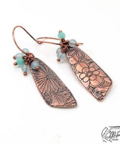 Boucles d'oreille Rhodri avec perles en aigue-marine