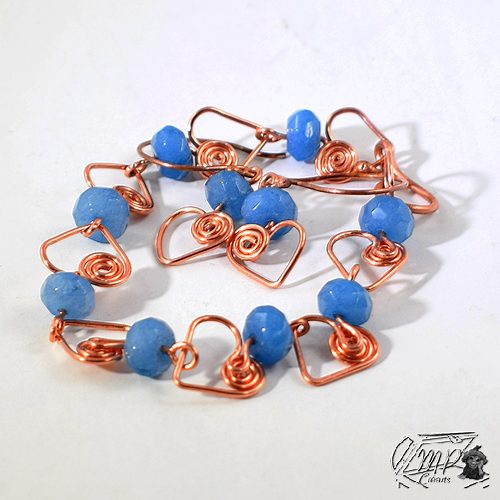 Parure Pharasim - bracelet et boucles d'oreille cuivre et aigue-marine – Image 3