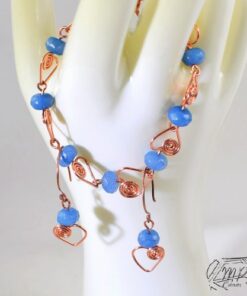 Parure Pharasim - bracelet et boucles d'oreille cuivre et aigue-marine – Image 2
