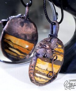 Pendentif Maya - jaspe zèbre serti cuivre – Image 4