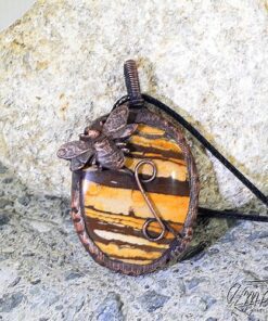 Pendentif Maya - jaspe zèbre serti cuivre – Image 3