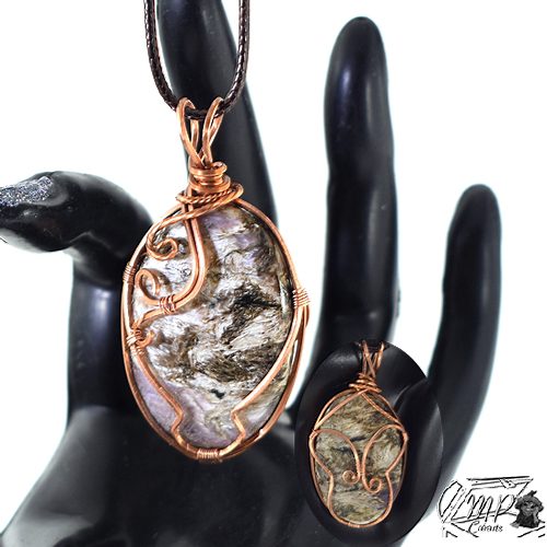 Pendentif Cleon - charoite cuivre wire wrapped – Image 6