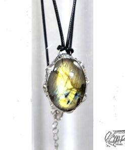 Réservé : Pendentif Zora - labradorite sertie étain – Image 3