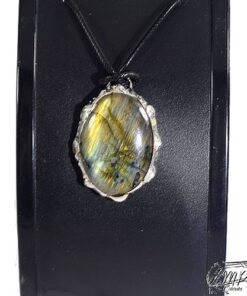 Réservé : Pendentif Zora - labradorite sertie étain – Image 2