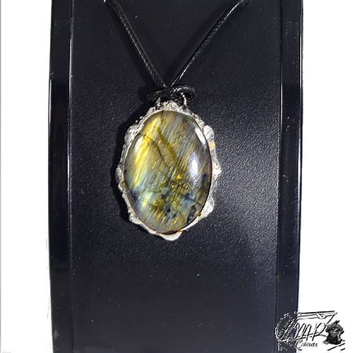 Réservé : Pendentif Zora - labradorite sertie étain – Image 2