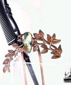 Fourche à cheveux Tybie - labradorite et plaquage cuivre – Image 7