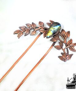 Fourche à cheveux Tybie - labradorite et plaquage cuivre – Image 3