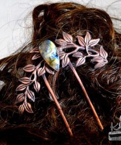 Fourche à cheveux Tybie - labradorite et plaquage cuivre – Image 2
