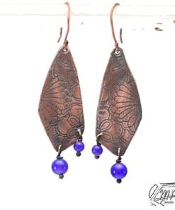 Boucles d'oreille Chesed - cuivre gravé et améthyste – Image 5