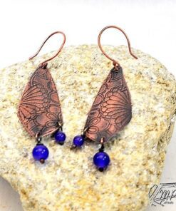 Boucles d'oreille Chesed - cuivre gravé et améthyste – Image 4